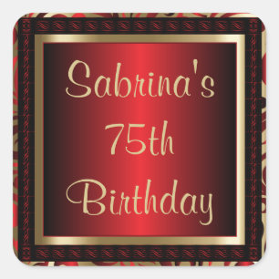 Sticker Carré soixante-quinzième Texte de la fête d'anniversai