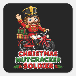 Sticker Carré Soldat Casse-Noisette de Noël à Vélo