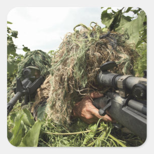 Sticker Carré Soldats habillés en costumes ghillie