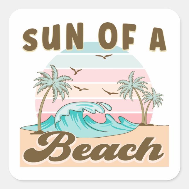 Sticker Carré Soleil d'une plage (Devant)