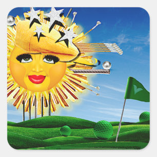 STICKER CARRÉ SOLEIL ! ENSOLEILLEMENT! JOUR ENSOLEILLÉ DE GOLF !