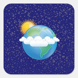 Sticker Carré Soleil et Terre -