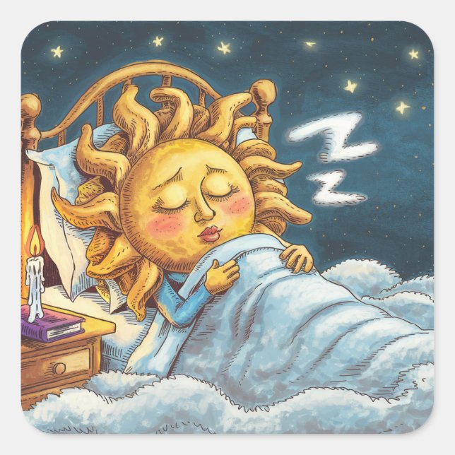 Sticker Carré soleil lunaire dans le sommeil (Devant)