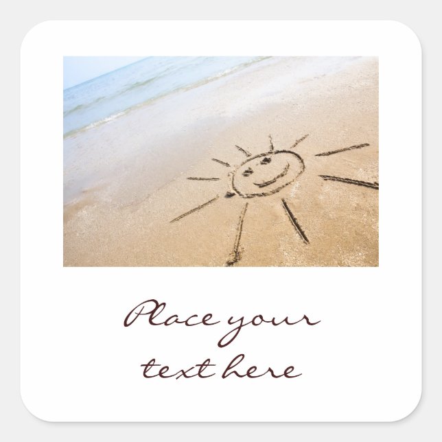 Sticker Carré Soleil Sur La Plage (Devant)