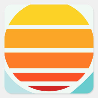 Sticker Carré Soleil sur les vagues océaniques, moderne
