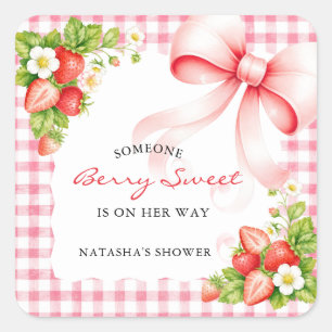 Sticker Carré Someone Berry Sweet arrive Strawberry Pink