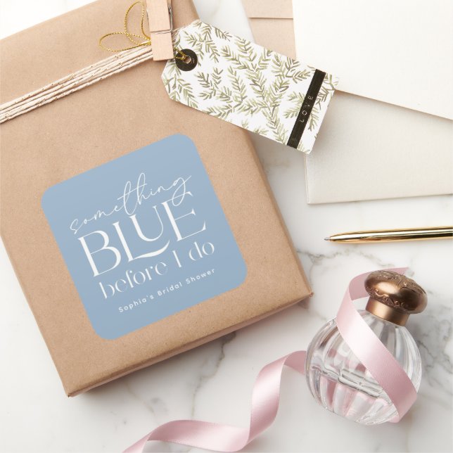 Sticker Carré Something Blue Before I Do Baby Shower (Cadeaux)