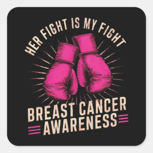 Sticker Carré Son combat est mon combat Cancer du sein