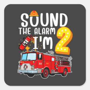 Sticker Carré Son L'alarme Je suis 2 pompier Moteur d'incendie