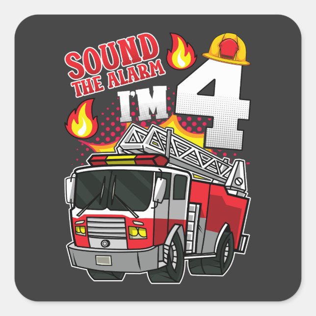 Sticker Carré Son L'alarme Je suis 4 pompier (Devant)