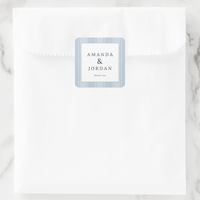 Sticker Carré Sophisticated Blue Minimalist Thank You (Sac)