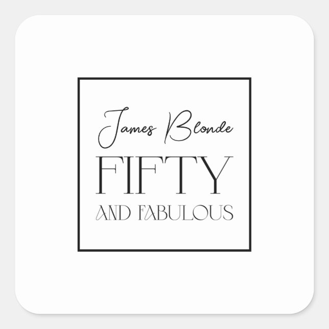 Sticker Carré Sophisticated Unisex Ajouter Nom Cinquantième Anni (Devant)