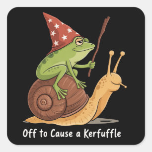Sticker Carré Sorcier Grenouille Fantaisiste Partant pour Causer