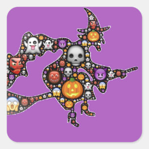 Sticker Carré sorcière émoji