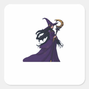 Sticker Carré Sorcière Lunaire Whimsigothique