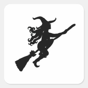 Sticker Carré Sorcière sur une silhouette de chambre