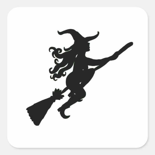 Sticker Carré Sorcière sur une silhouette de chambre (Devant)