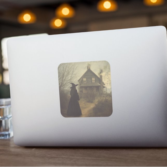 Sticker Carré Sorcière Vintage Halloween (Créateur téléchargé)