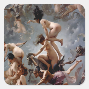 Sticker Carré Sorcières au Sabbat - Luis Ricardo Falero