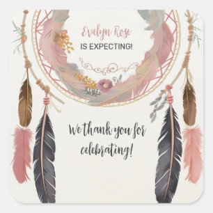 Sticker Carré Sote Boho Dreamcatcher Baby shower Party