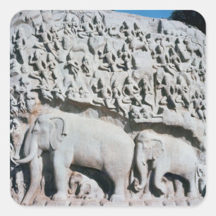 Sticker Carré Soulagement dépeignant la pénitence d'Arjuna