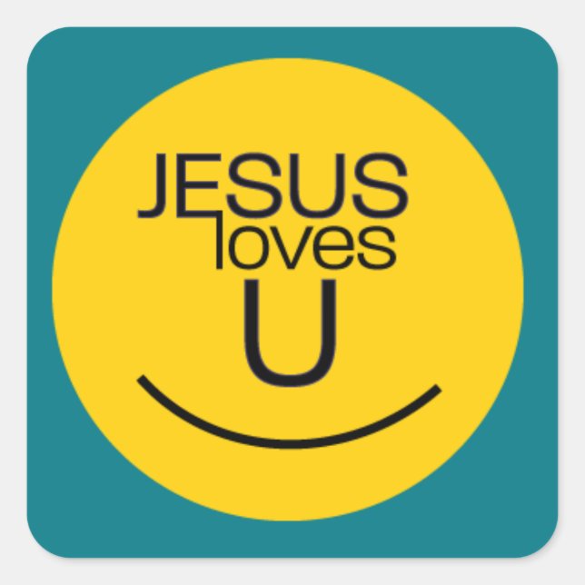 Sticker Carré Souriez...Jésus Vous Aime (Devant)