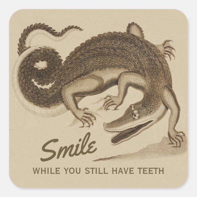 Sticker Carré Souriez pendant que vous avez encore des dents CC0 (Devant)