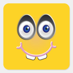 Sticker Carré sourire aux dents - jaune