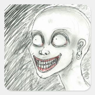 Sticker Carré Sourire blanc