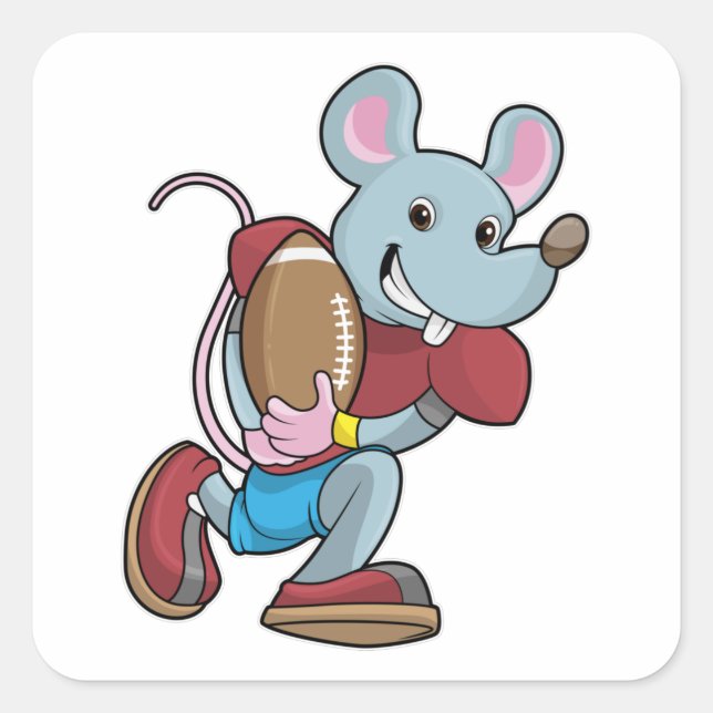 Sticker Carré Souris au football avec équipement (Devant)