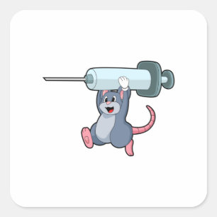 Sticker Carré Souris comme infirmière avec Syringe.PNG