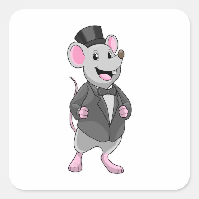 Sticker Carré Souris comme marié avec ruban (Devant)