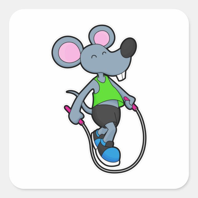 Sticker Carré Souris en forme avec corde (Devant)