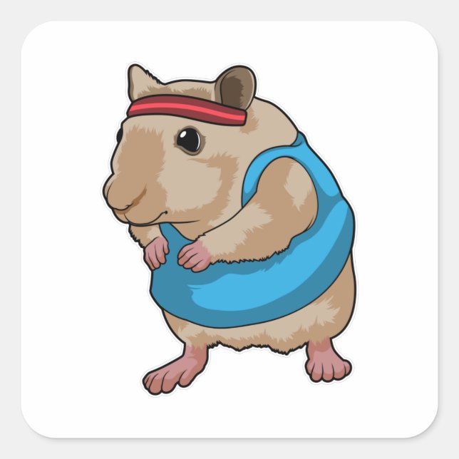 Sticker Carré Souris en tant que coureur avec bandeau (Devant)