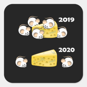 Sticker Carré Souris Et Fromages Distançants Pour La Société Lon