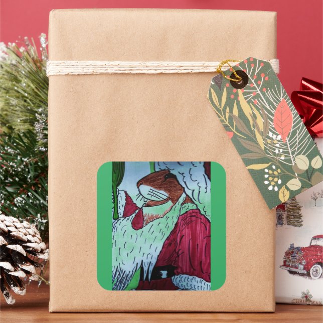 STICKER CARRÉ SOURIS, PRÊT POUR, NOËL ! (vacances)