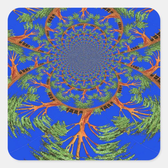 Sticker Carré Sous le ciel bleu : La collection d'arbres Acacia (Devant)