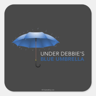 Sticker Carré Sous le parapluie bleu de Debbie