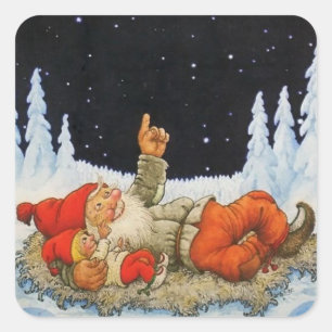 Sticker Carré « Sous les étoiles » Gnomes par Jenny Nystrom