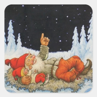 Sticker Carré « Sous les étoiles » Gnomes par Jenny Nystrom
