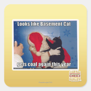 Sticker Carré Sous-sol Chat obtient du charbon