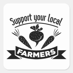 Sticker Carré Soutenez l'agriculteur, la dame de la campagne de