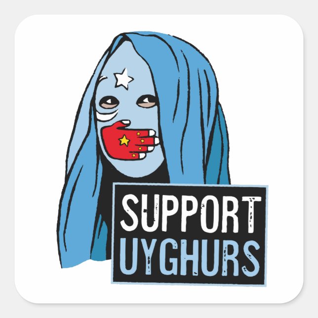 Sticker Carré Soutenez les Ouïghours (Devant)