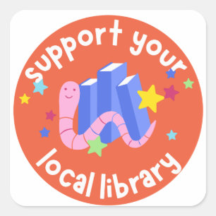 Sticker Carré soutenez votre bibliothèque locale pour les enfant