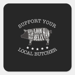 Sticker Carré Soutenez Votre Boucher Local