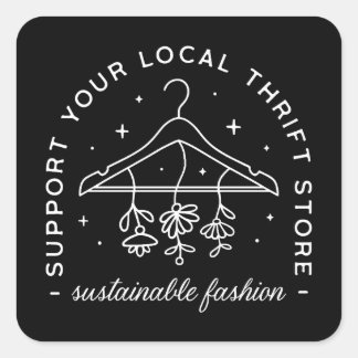 Sticker Carré Soutenez votre friperie locale d'occasion