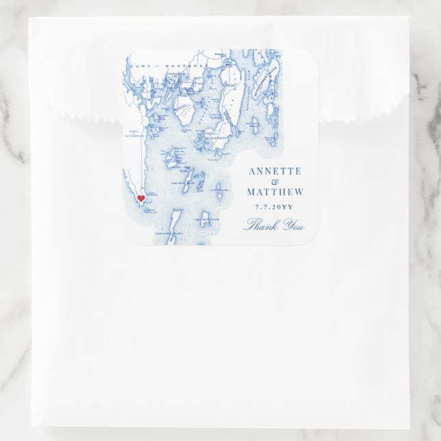 Sticker Carré Southport Boothbay Harbour Maine Wedding Favoriser (Sac)