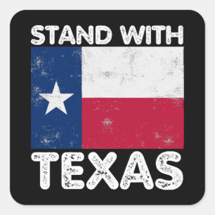 Sticker Carré Soutien au Texas Je suis avec le drapeau texan du