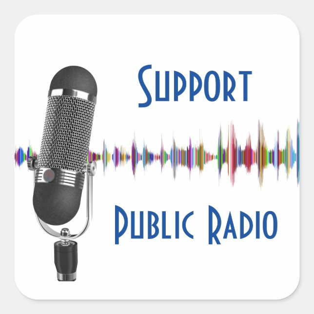 Sticker Carré Soutien de la radio publique (Devant)