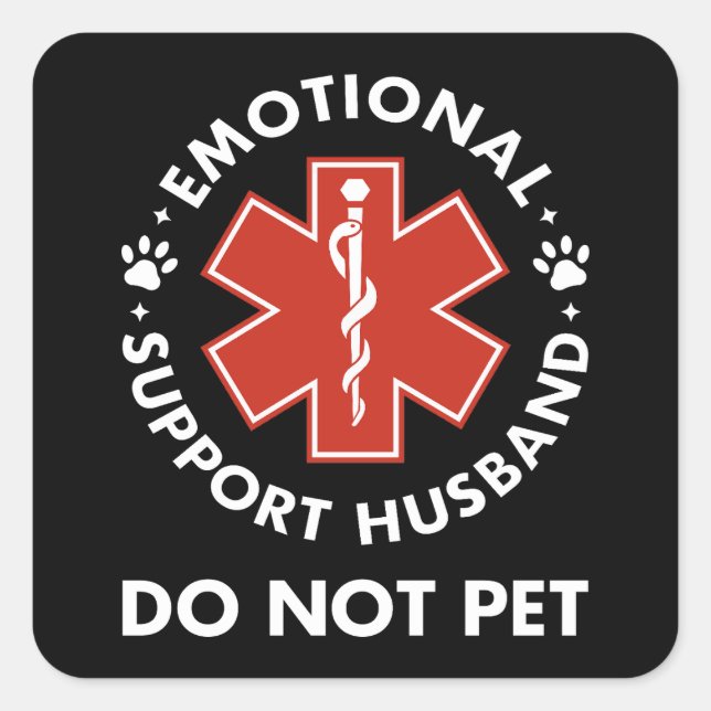 Sticker Carré Soutien émotionnel Mari ne pas animal de compagnie (Devant)